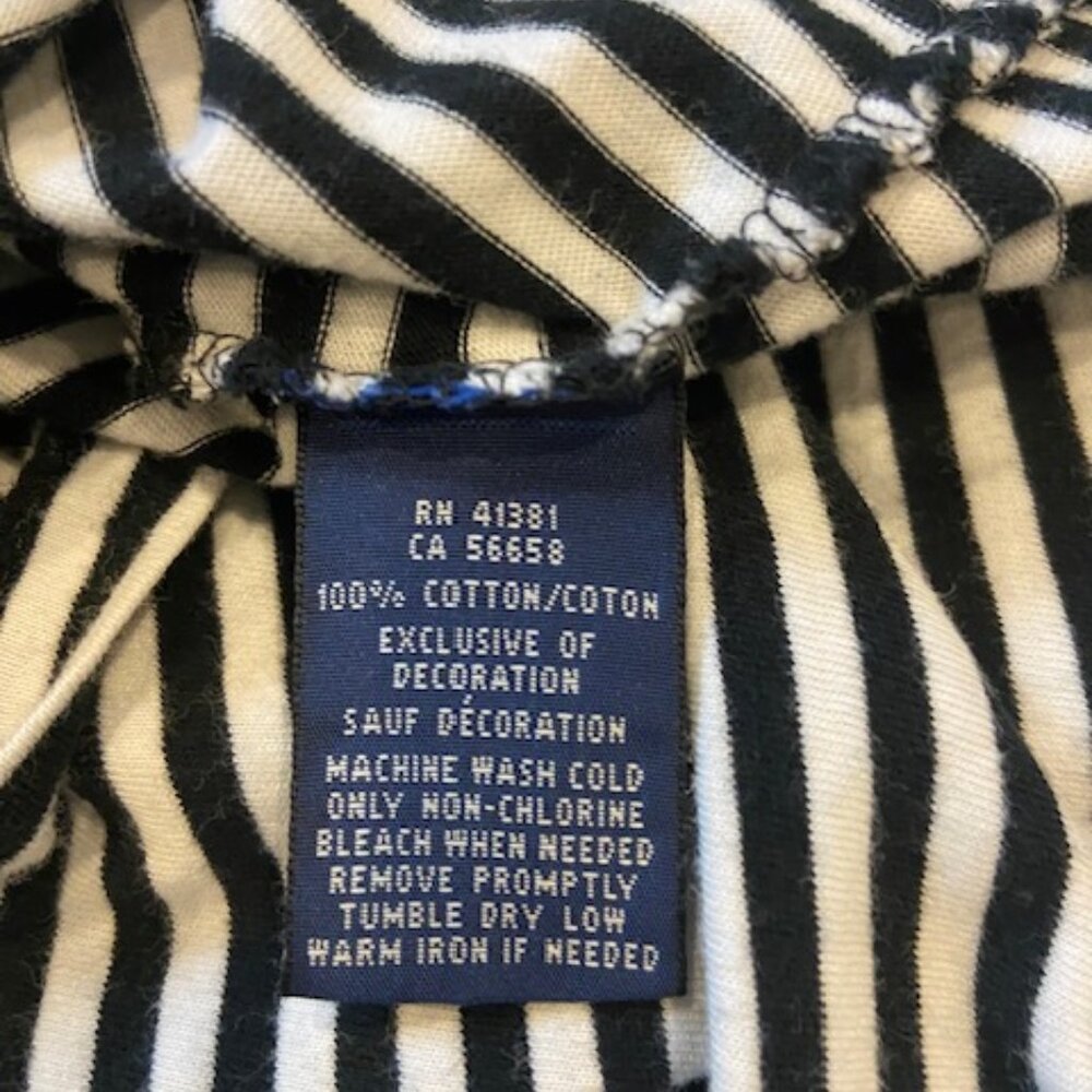 Ralph Lauren Women's Black and White Striped Short Sleeve T-Shirt, Size Large - Picture 5 of 6